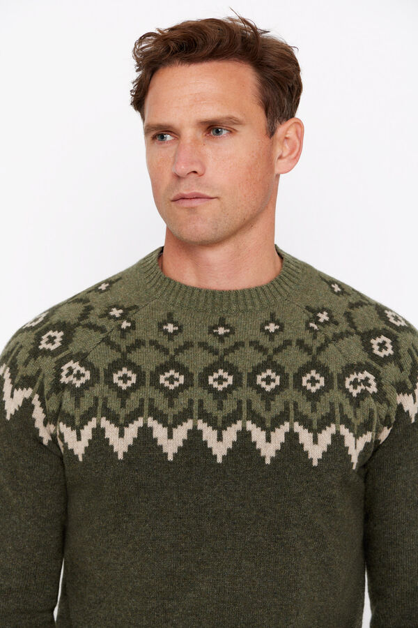Cortefiel Jersey estampado navidad Verde