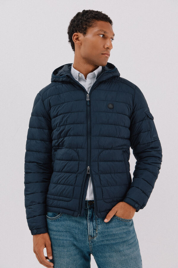 Cortefiel Jaqueta acolchoada ultraleve com capuz Azul