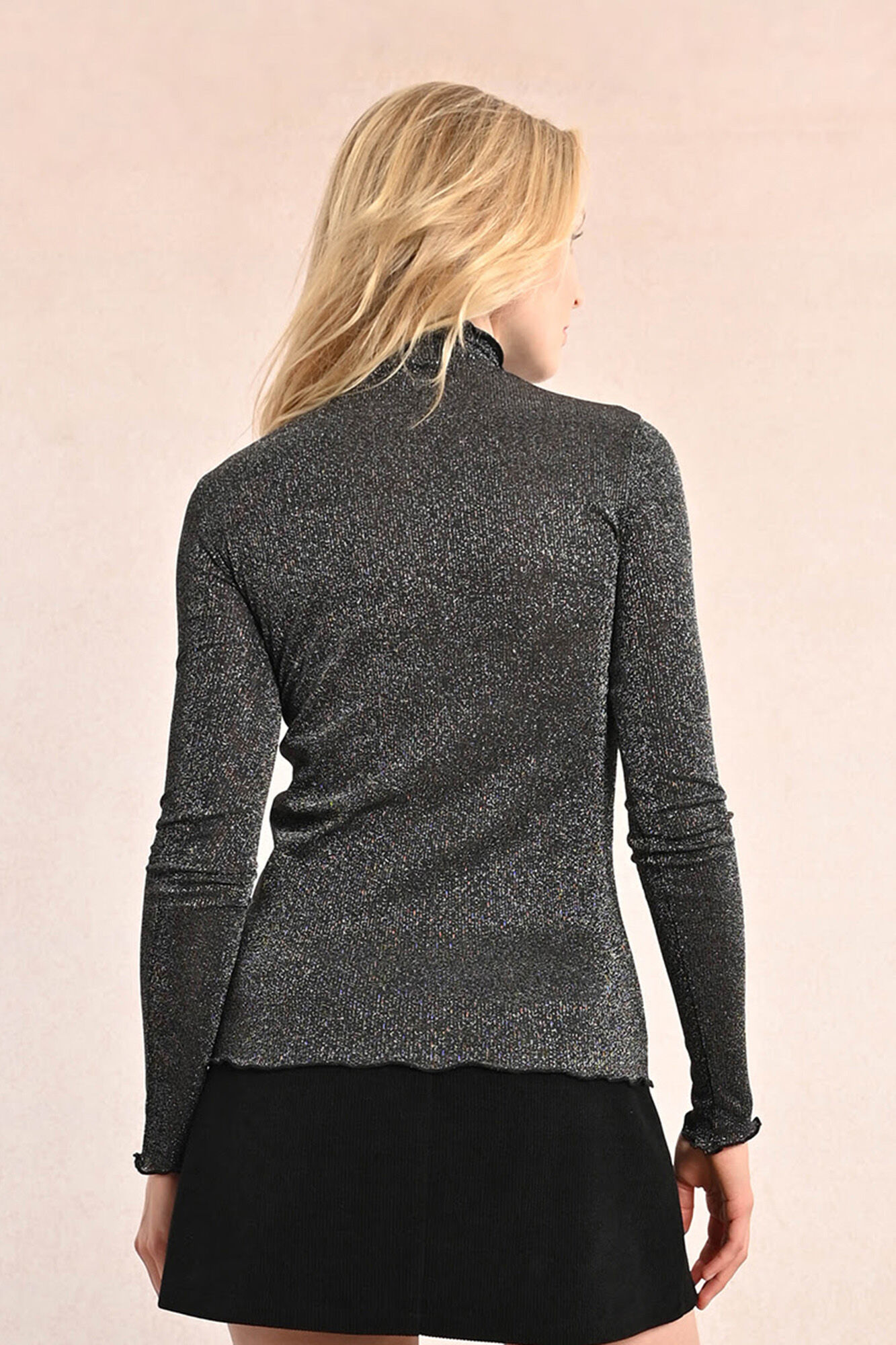 Molly Bracken Su&eacute;ter feminino de manga comprida brilhante