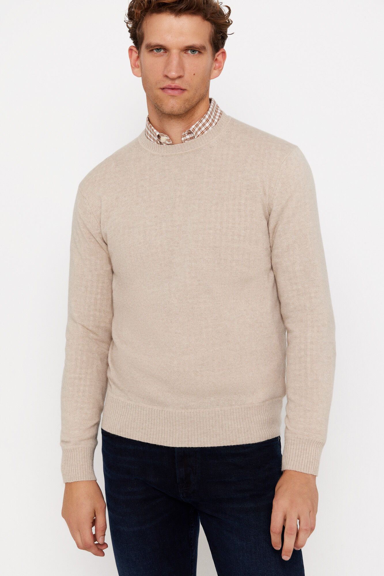 Cortefiel Camisola l&atilde; de carneiro gola redonda