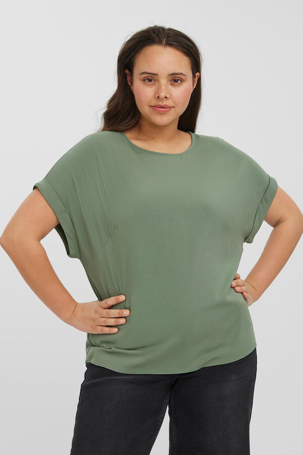 Cortefiel Camisa manga corta y cuello redondo curve Verde