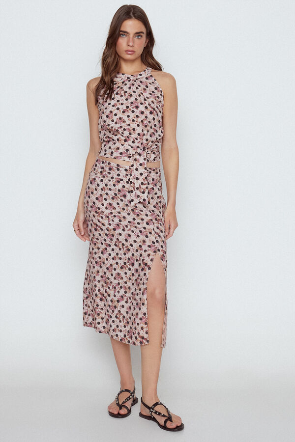 Slowlove Top haltere com n&oacute; de bolinhas Impress&atilde;o