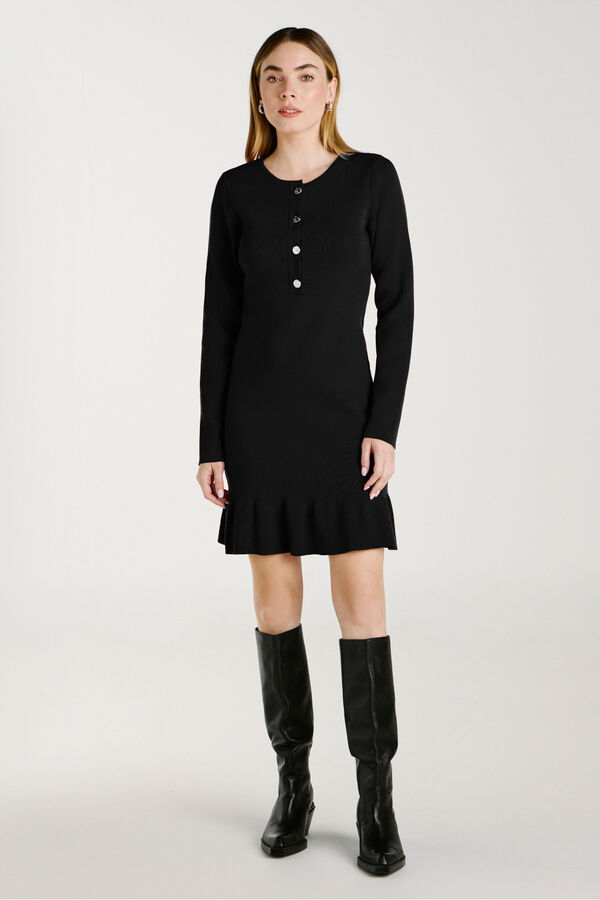 Vila Vestido de malha com viscose Preto