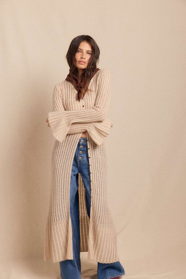 Slowlove Casaco comprido malha Ecru