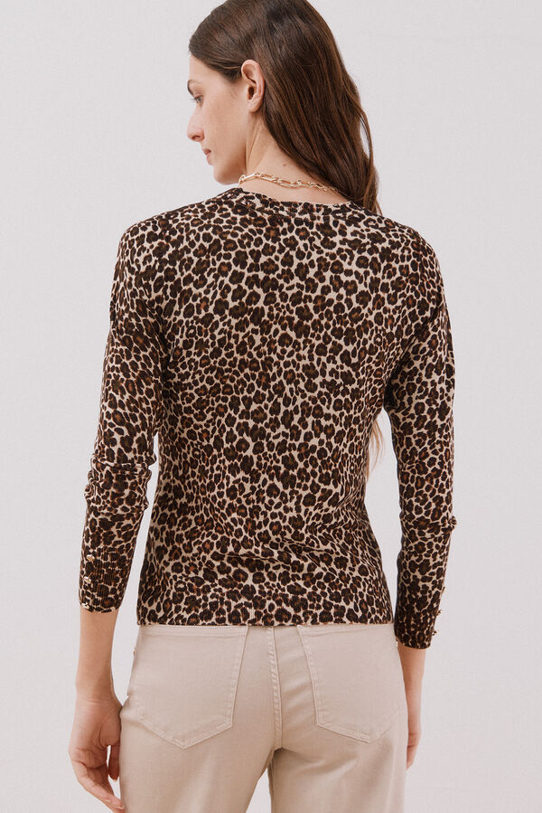 Cortefiel Camisola malha estampada Castanho
