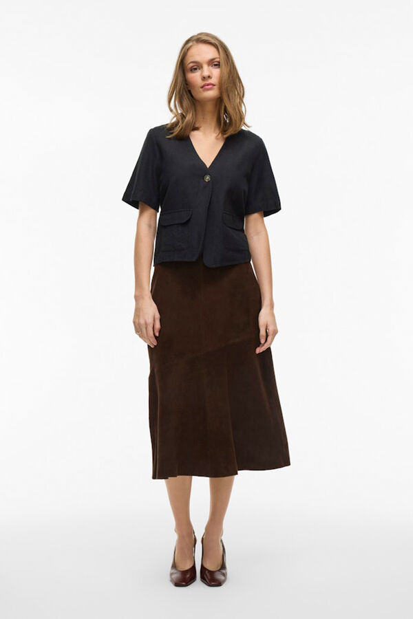 Vila Blusa de manga curta com botões Preto