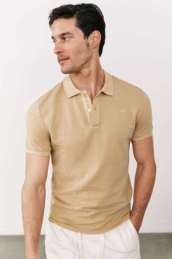 OOTO Polo piqu&eacute; lavado bordado de avi&atilde;o Dourado