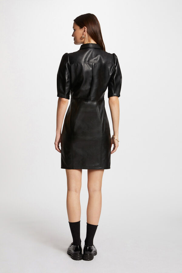 Morgan Vestido curto de couro sint&eacute;tico Preto