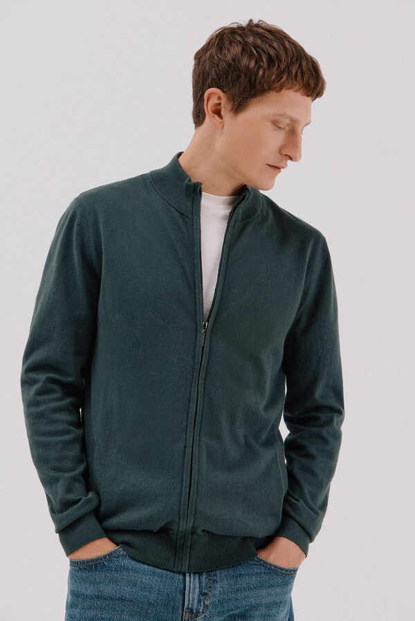 Cortefiel Cardigan de algod&atilde;o e cashmere Verde