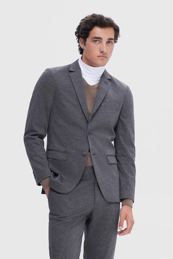 Selected Americana de hombre slim fit tejido estilo jersey. Azul