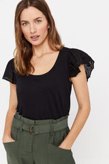 Cortefiel Camisola manga combinada Preto