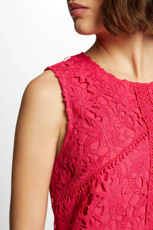 Morgan Vestido corto recto encaje Fucsia