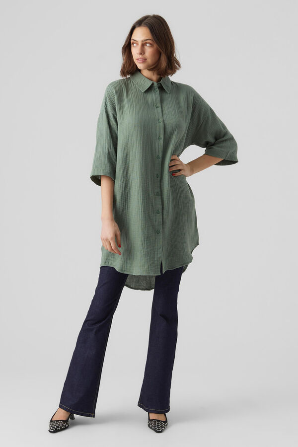 Vero Moda Vestido camiseiro com manga francesa Verde