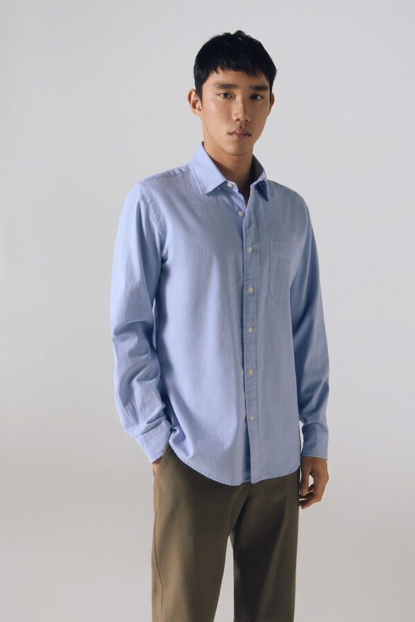 Cortefiel Camisa twill xadrez Azul