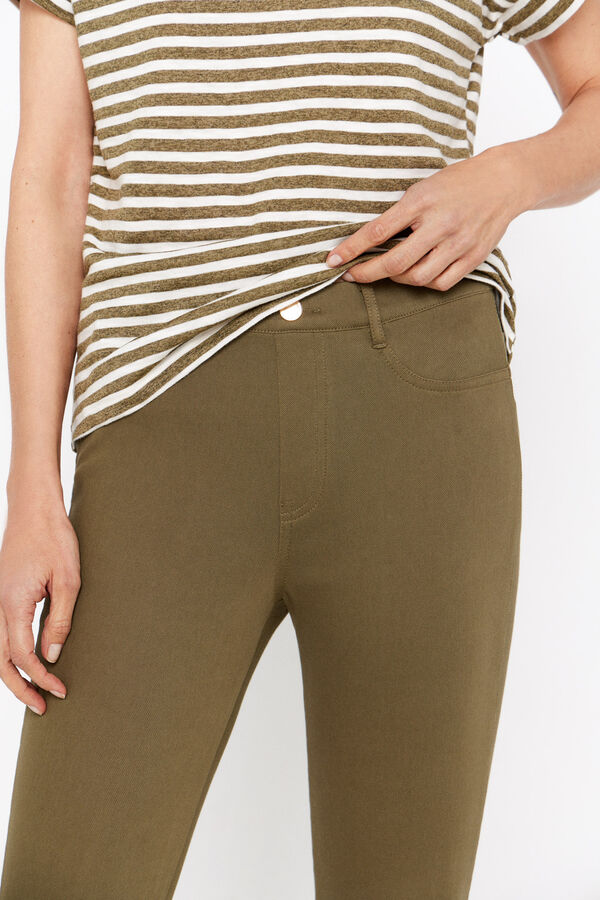 Cortefiel Pantal&oacute;n punto jacquard Kaki