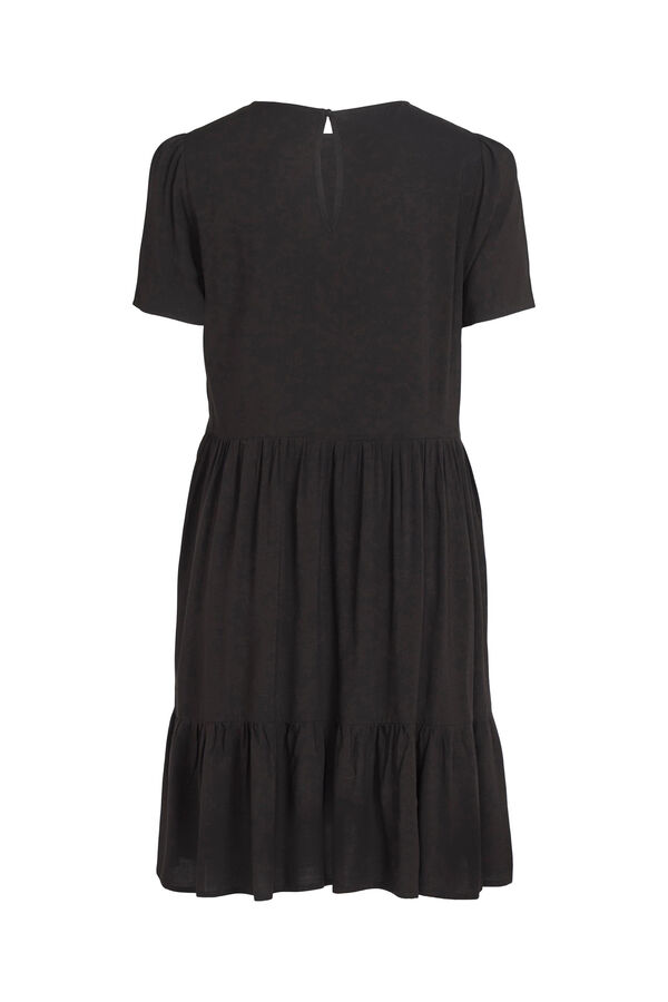 Vila Vestido curto de flores com folhos Preto