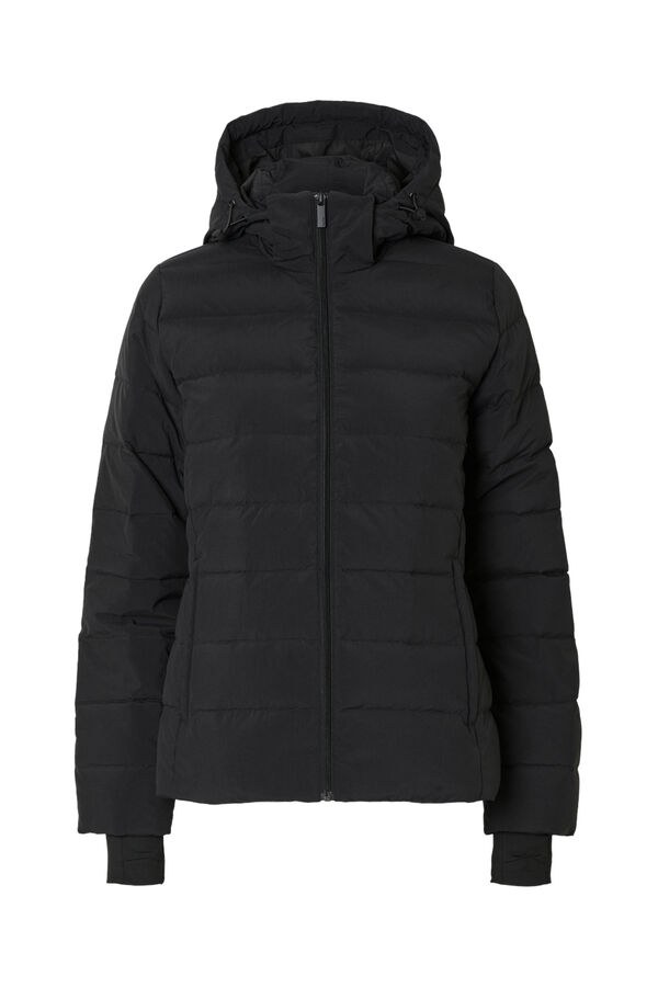 Selected Femme Casaco curto acolchoado com capuz confeccionado com materiais reciclados.  Preto