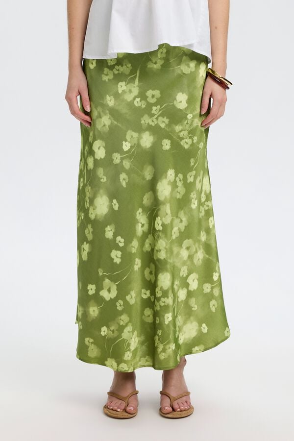 Selected Falda larga estampada Verde
