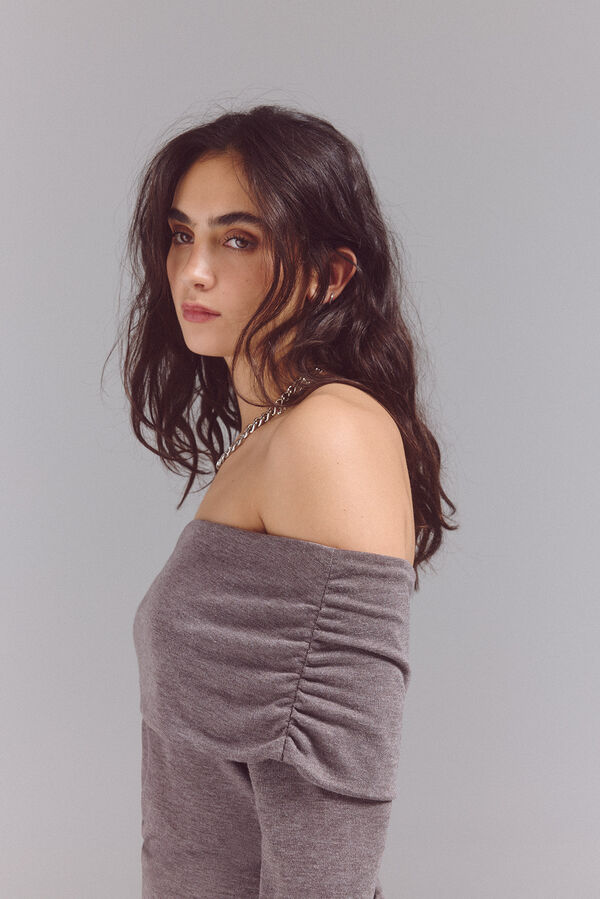 Slowlove Top sem ombros Castanho