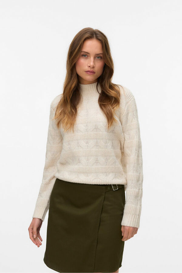 Vero Moda Jersey de punto cuello subido Beige