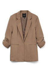 Vero Moda Blazer abierta con manga remangada Marr&oacute;n