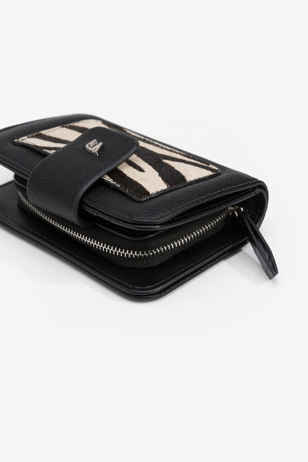 Vilanova Monedero con bolsillo de pelo aut&eacute;ntico Negro