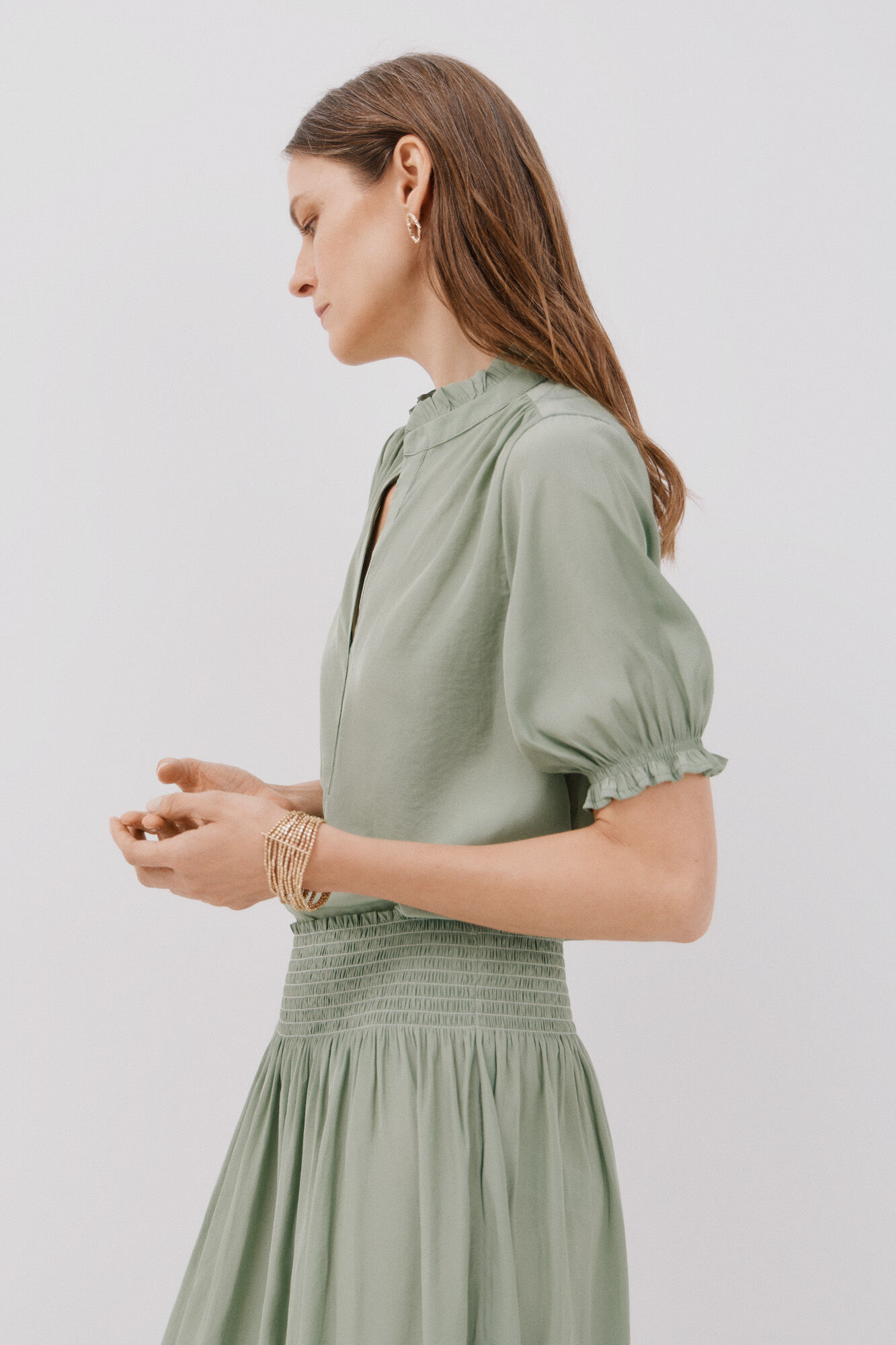 Cortefiel Blusa satinada manga corta