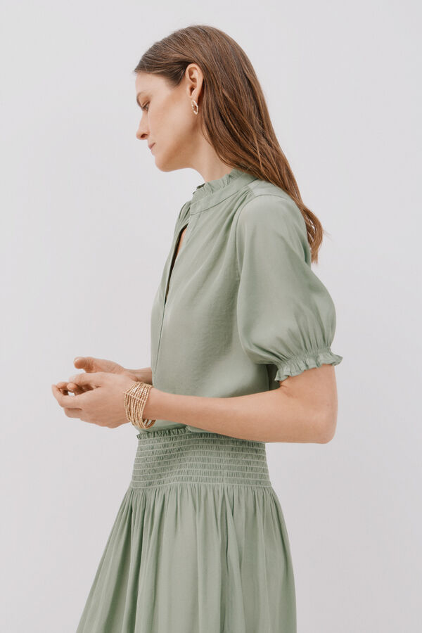 Cortefiel Blusa manga manga curta Verde