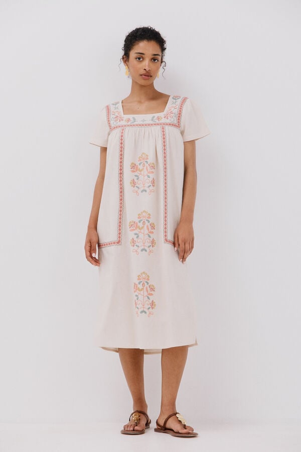 Cortefiel Vestido tunica bordada Multicolor