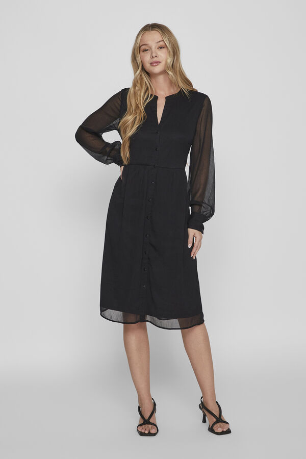 Vila Vestido gasa de manga larga Negro