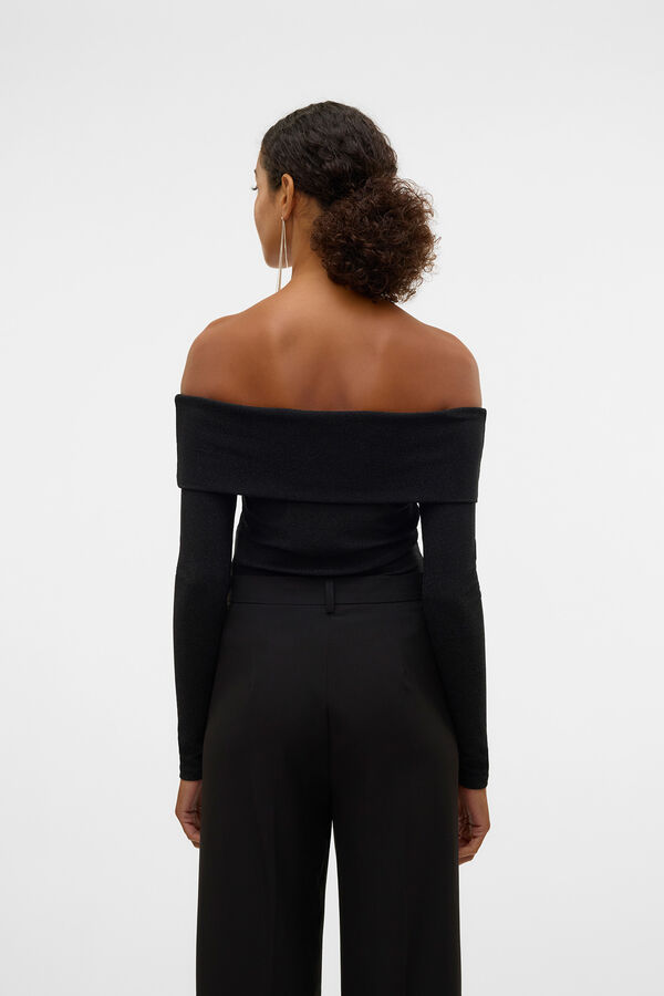 Vero Moda Blusa Lurex Bardot com gola Cinzento