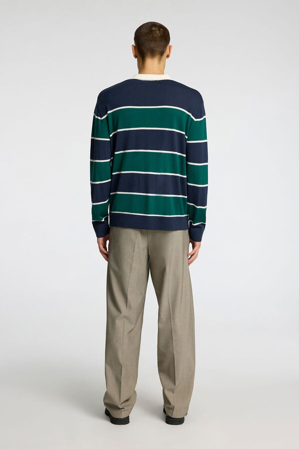 Selected Polo rugby 100% lana merino Verde oscuro