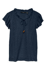 Vero Moda Top vazado com mangas franzidas Azul