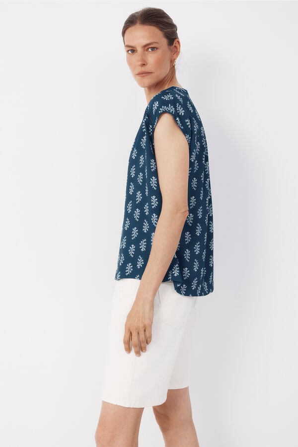 Cortefiel Blusa entred&oacute;s Estampado azul