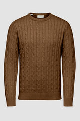 Selected Camisola de manga comprida de gola redonda Castanho