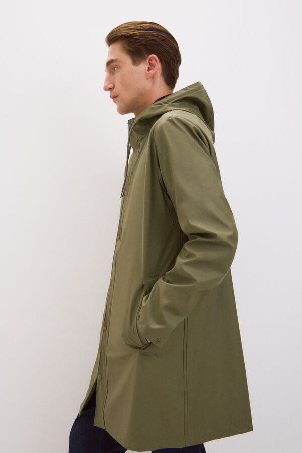 Selected Chubasquero impermeable con capucha. Verde oscuro