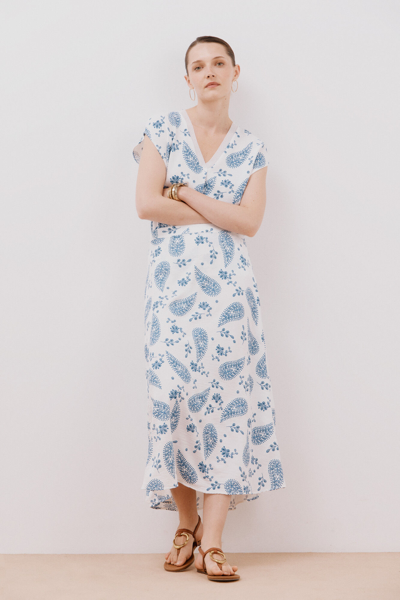 Cortefiel Falda midi evas&eacute; estampada