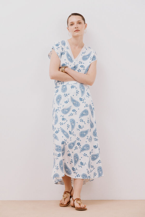 Cortefiel Saia midi evasê estampada Branco