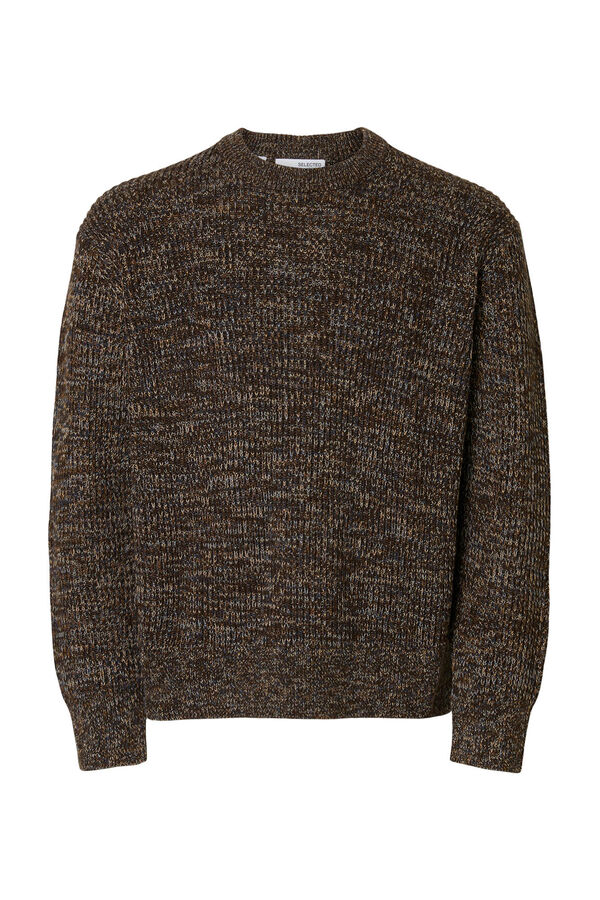 Selected Jersey cuello caja 100% algod&oacute;n org&aacute;nico Marr&oacute;n