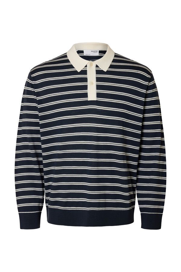 Selected Polo rugby 100% lana merino Azul