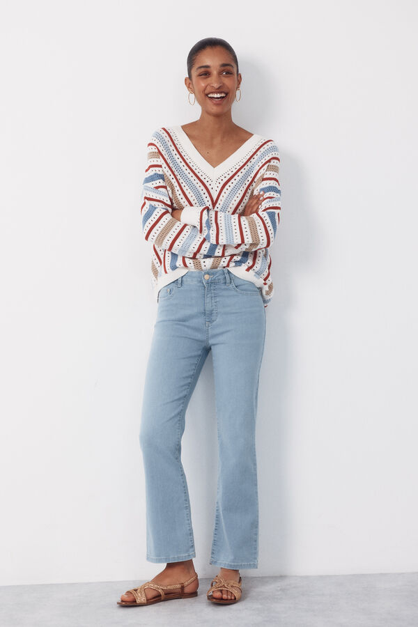Cortefiel Jeans Sensational Campana Crop Azul