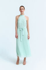 Vila Vestido de fiesta plisado con encaje Verde