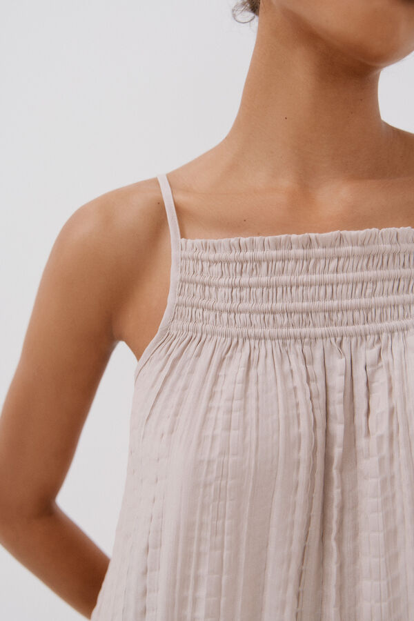 Cortefiel Vestido halter satinado Blanco