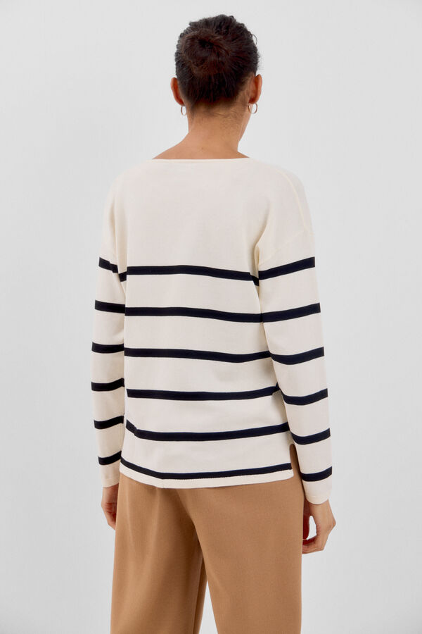 Cortefiel Camisola de malha decote bico Impress&atilde;o