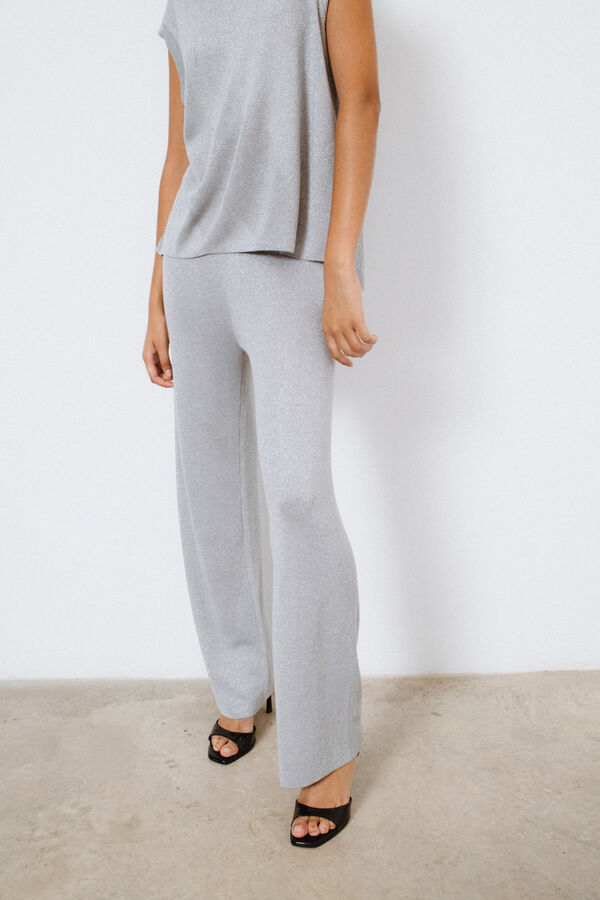 Vila Top de malha com lurex Cinzento