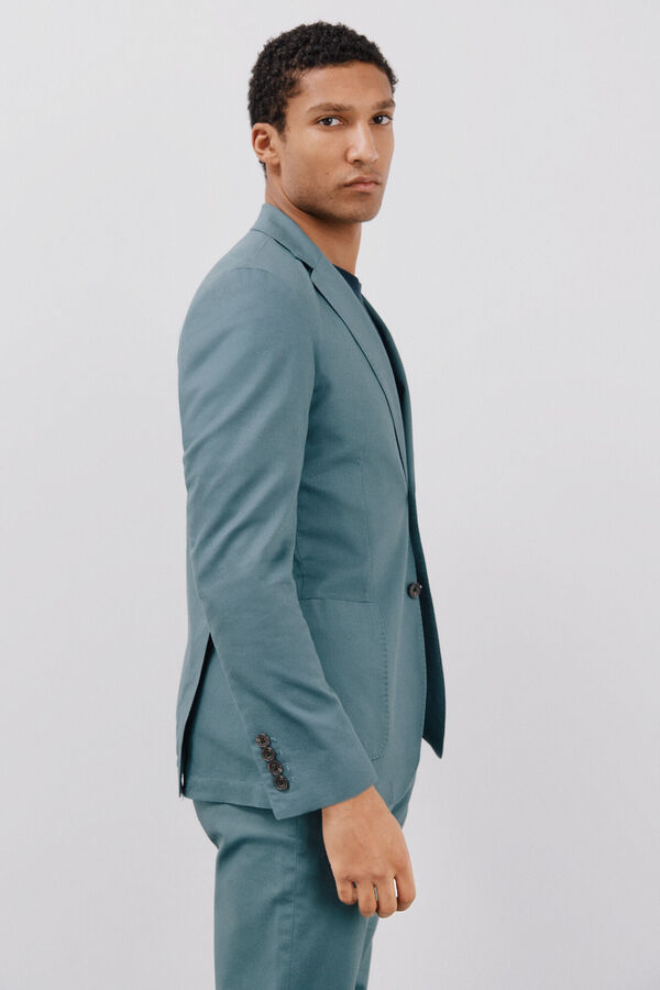 Cortefiel Americana algod&oacute;n y lino Turquesa