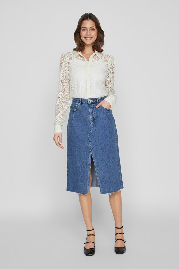 Vila Falda denim de algod&oacute;n Azul