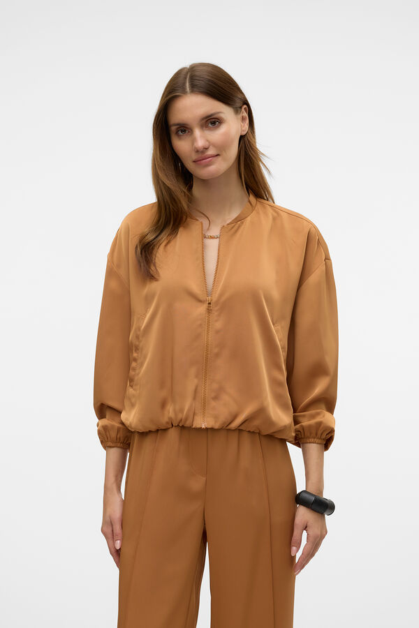 Vero Moda Jaqueta bomber com efeito acetinado Castanho