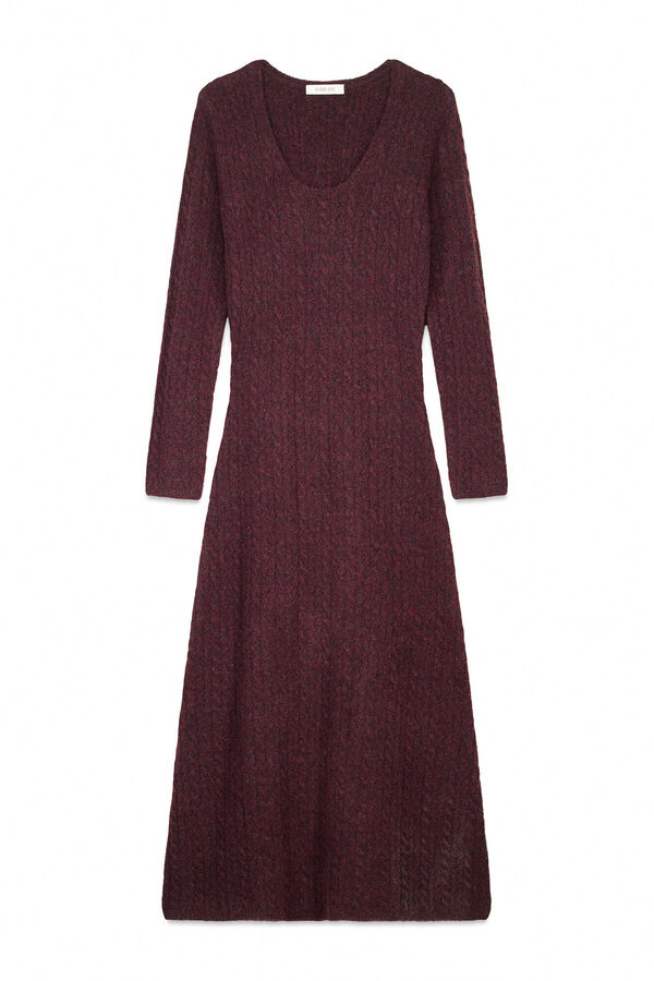 Slowlove Vestido punto aran&eacute;s Granate