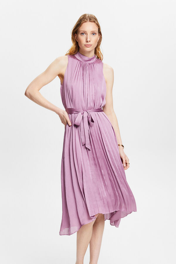 Esprit Vestido midi plisado sin mangas Lila